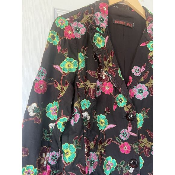 Johnny Was Women's Embroidered Floral Long Sleeve Black Duster Jacket medium - Picture 5 of 11